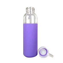 BPA free durable 500ml sports drinking water glass bottle with silicone sleeve